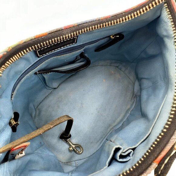 💰SALE💰 Dooney & Bourke Y2K Multi-Color Logo Circles Canvas Hobo Shoulder Bag - Picture 15 of 16